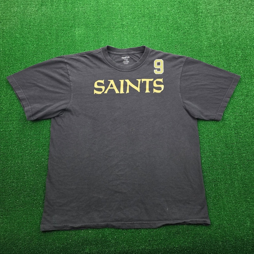 New Orleans Saints Tshirt Mens XL Black Reebok #9 Drew Brees NFL Football